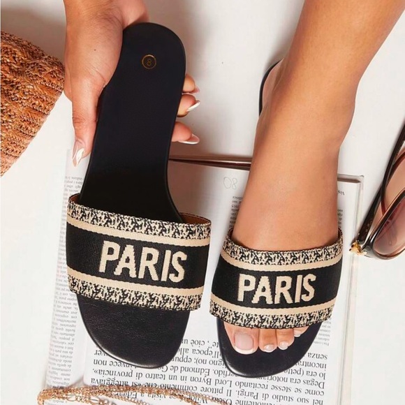Paris Black Slides Size: 7-8 - Picture 4 of 16